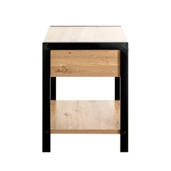 3S. x Home Console en métal noir étagères et tiroir décor chêne Clearance