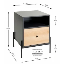 3S. x Home Console en tube d 'acier peint en noir par poudrage corps en MDF décor chêne naturel Clearance