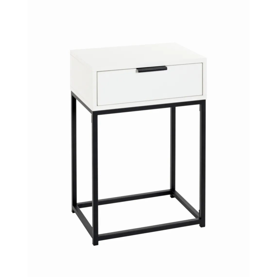 3S. x Home Console en tube d'acier peint par poudrage en noir tiroir en panneau de particules avec décor en blanc Sale