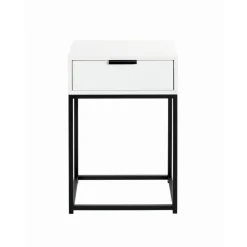 3S. x Home Console en tube d'acier peint par poudrage en noir tiroir en panneau de particules avec décor en blanc Sale