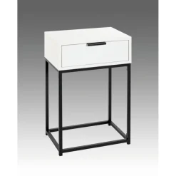 3S. x Home Console en tube d'acier peint par poudrage en noir tiroir en panneau de particules avec décor en blanc Sale