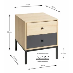 3S. x Home Console en tube d'acier peint en noir par poudrage corps en MDF décor chêne naturel New