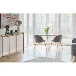 3S. x Home Console en Verre Et Métal Cuivré New