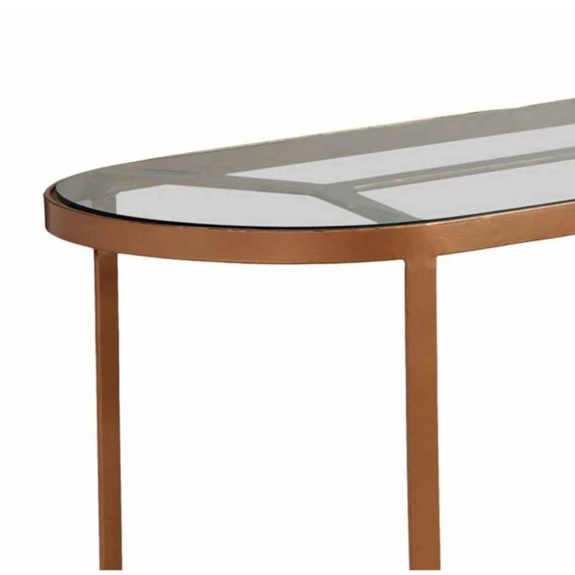 3S. x Home Console en Verre Et Métal Cuivré New