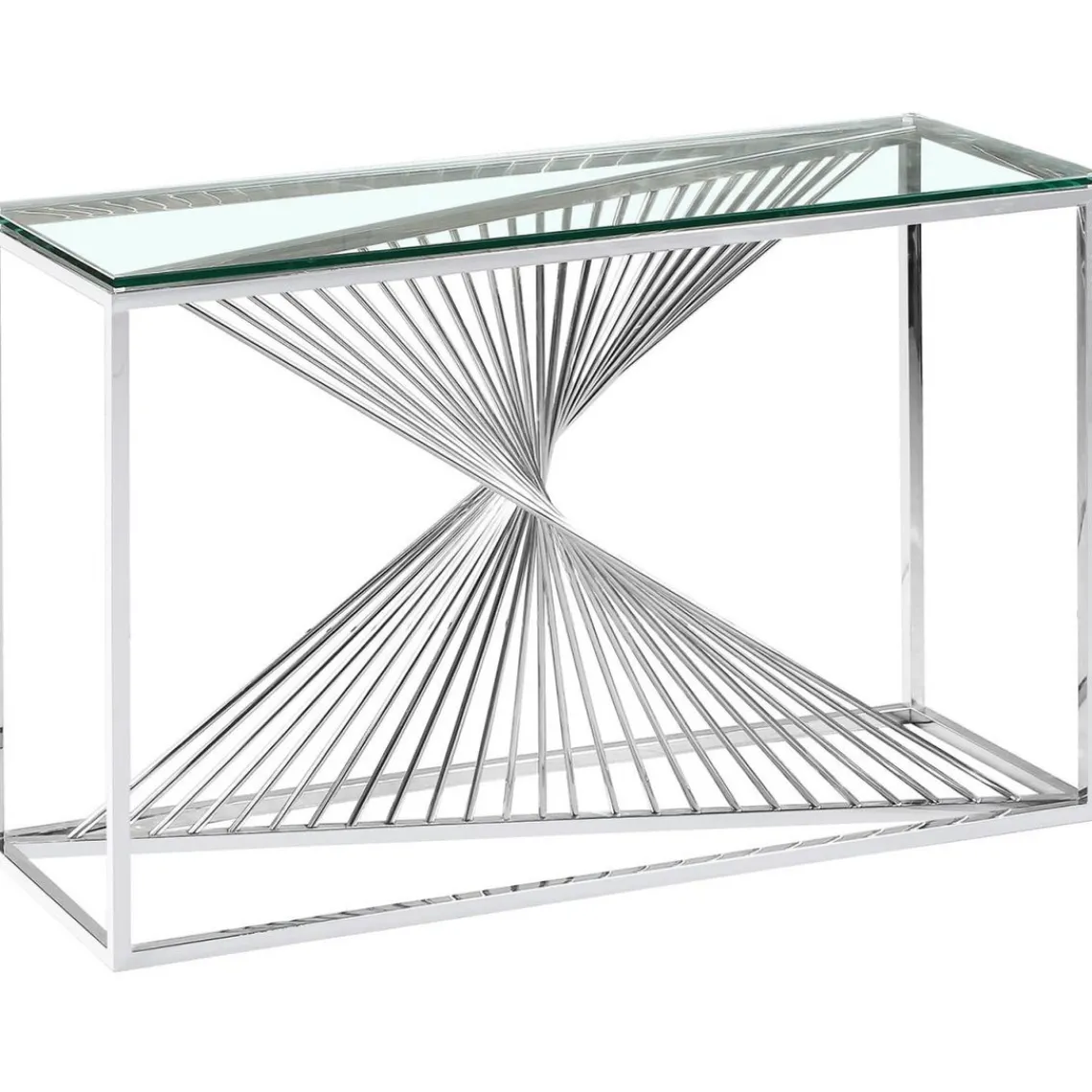 3S. x Home Console en Verre Transparent et Pieds Argent CLESSY Hot