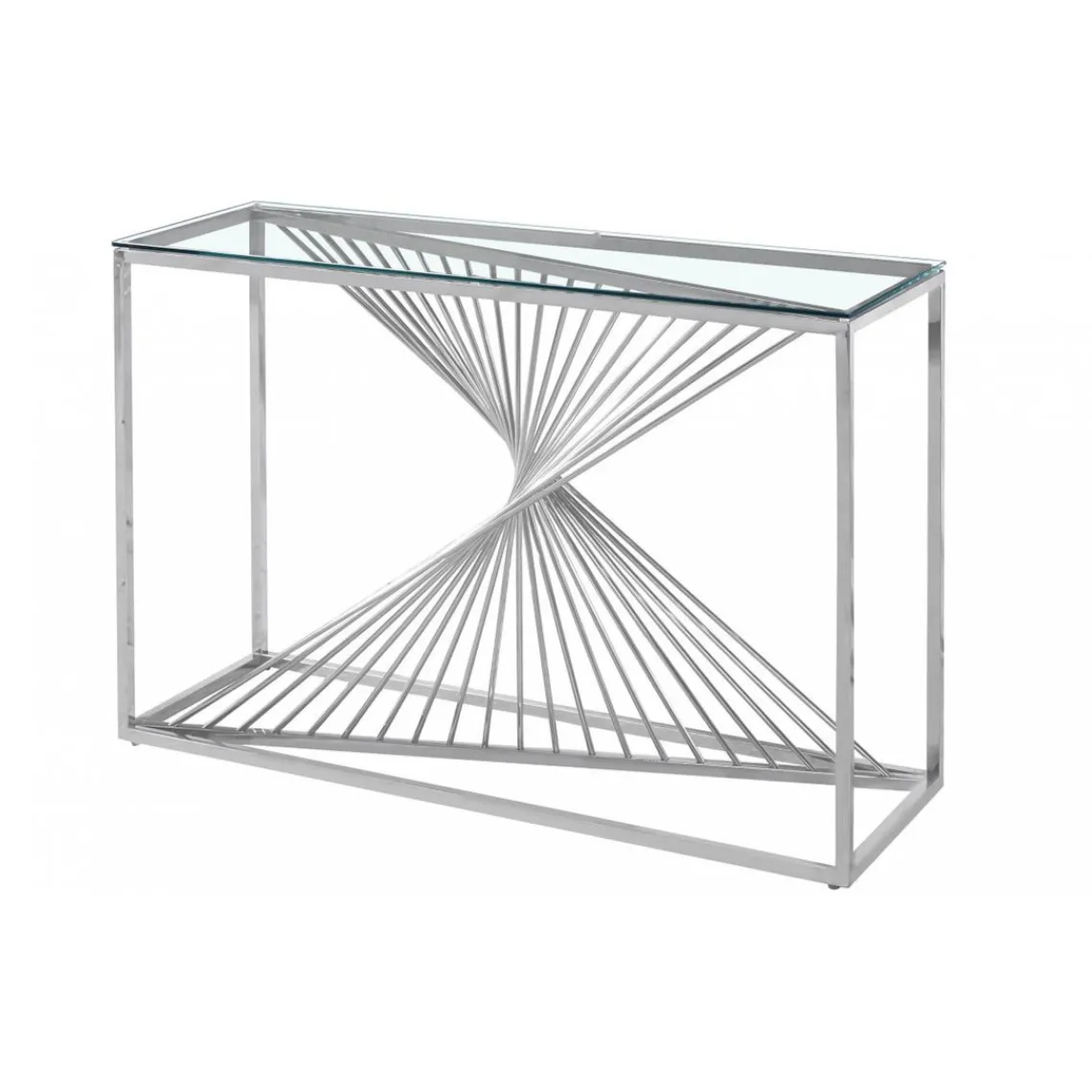 3S. x Home Console en Verre Transparent et Pieds Argent CLESSY Hot