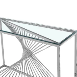 3S. x Home Console en Verre Transparent et Pieds Argent CLESSY Hot