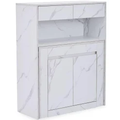 3S. x Home Console extensible avec rangement Fontano Effet marbre blanc