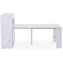 3S. x Home Console extensible avec rangement Fontano Effet marbre blanc