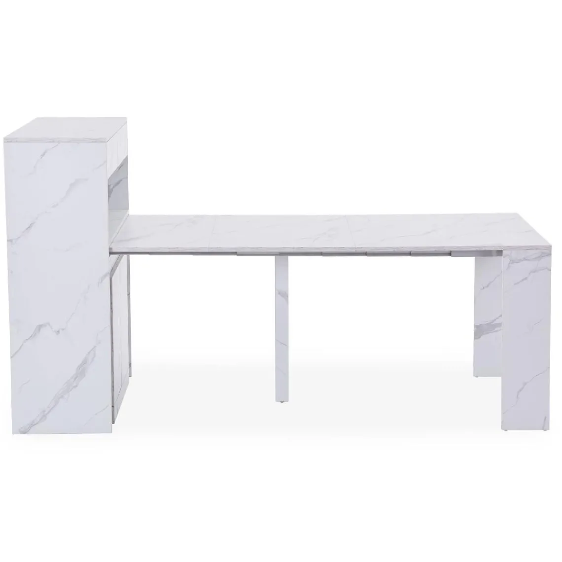 3S. x Home Console extensible avec rangement Fontano Effet marbre blanc