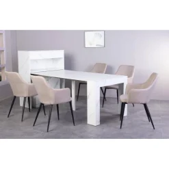 3S. x Home Console extensible avec rangement Fontano Effet marbre blanc