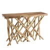 Macabane Console nature plateau bois Teck - pieds bois flotté - KELIA Online