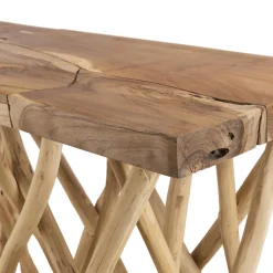 Macabane Console nature plateau bois Teck - pieds bois flotté - KELIA Online