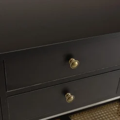 Macabane Console noire 4 tiroirs 1 étagère effet cannage CHARLIE Clearance