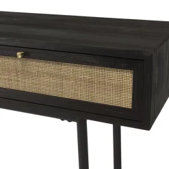 Macabane Console Noire 2 Tiroirs Cannage YANIS
