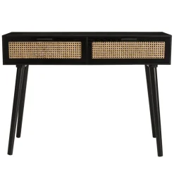 Macabane Console noire 2 tiroirs cannage - MIKEL Hot