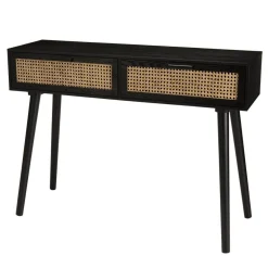 Macabane Console noire 2 tiroirs cannage - MIKEL Hot