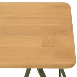 Macabane Console plateau en pin et pieds tréteaux en métal vert HELENA New