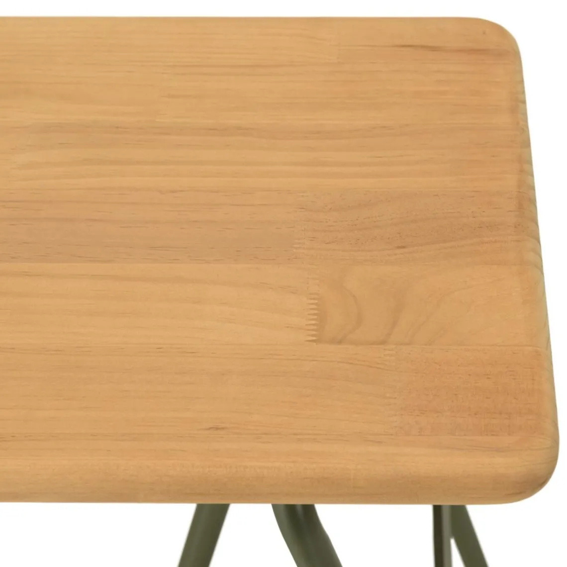 Macabane Console plateau en pin et pieds tréteaux en métal vert HELENA New