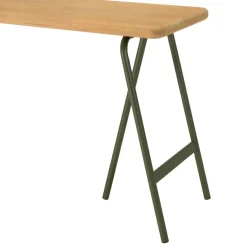 Macabane Console plateau en pin et pieds tréteaux en métal vert HELENA New