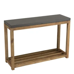 Macabane Console rectangulaire petit modèle double plateau effet béton foncé et acacia HECTOR Gris Discount