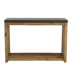Macabane Console rectangulaire petit modèle double plateau effet béton foncé et acacia HECTOR Gris Discount
