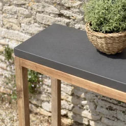 Macabane Console rectangulaire petit modèle double plateau effet béton foncé et acacia HECTOR Gris Discount