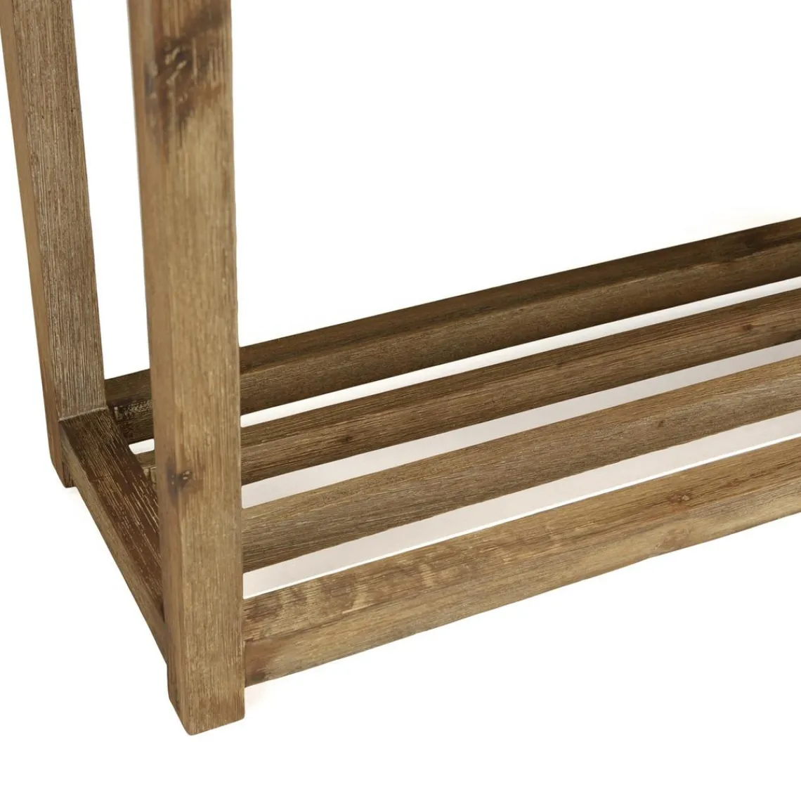 Macabane Console rectangulaire petit modèle double plateau effet béton foncé et acacia HECTOR Gris Discount