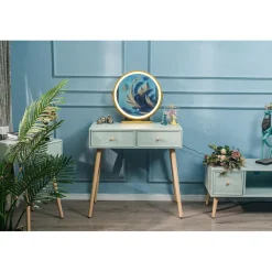 Nordlys Console scandinave en bois avec 2 tiroirs vert menthe Best