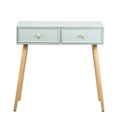 Nordlys Console scandinave en bois avec 2 tiroirs vert menthe Best