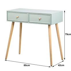 Nordlys Console scandinave en bois avec 2 tiroirs vert menthe Best