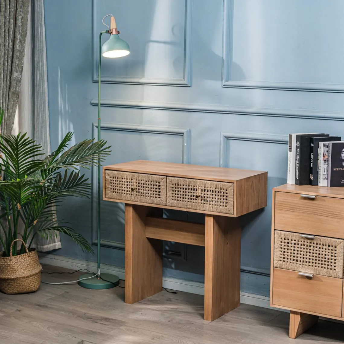 Nordlys Console Table Scandinave en Bois avec 2 Tiroirs Discount