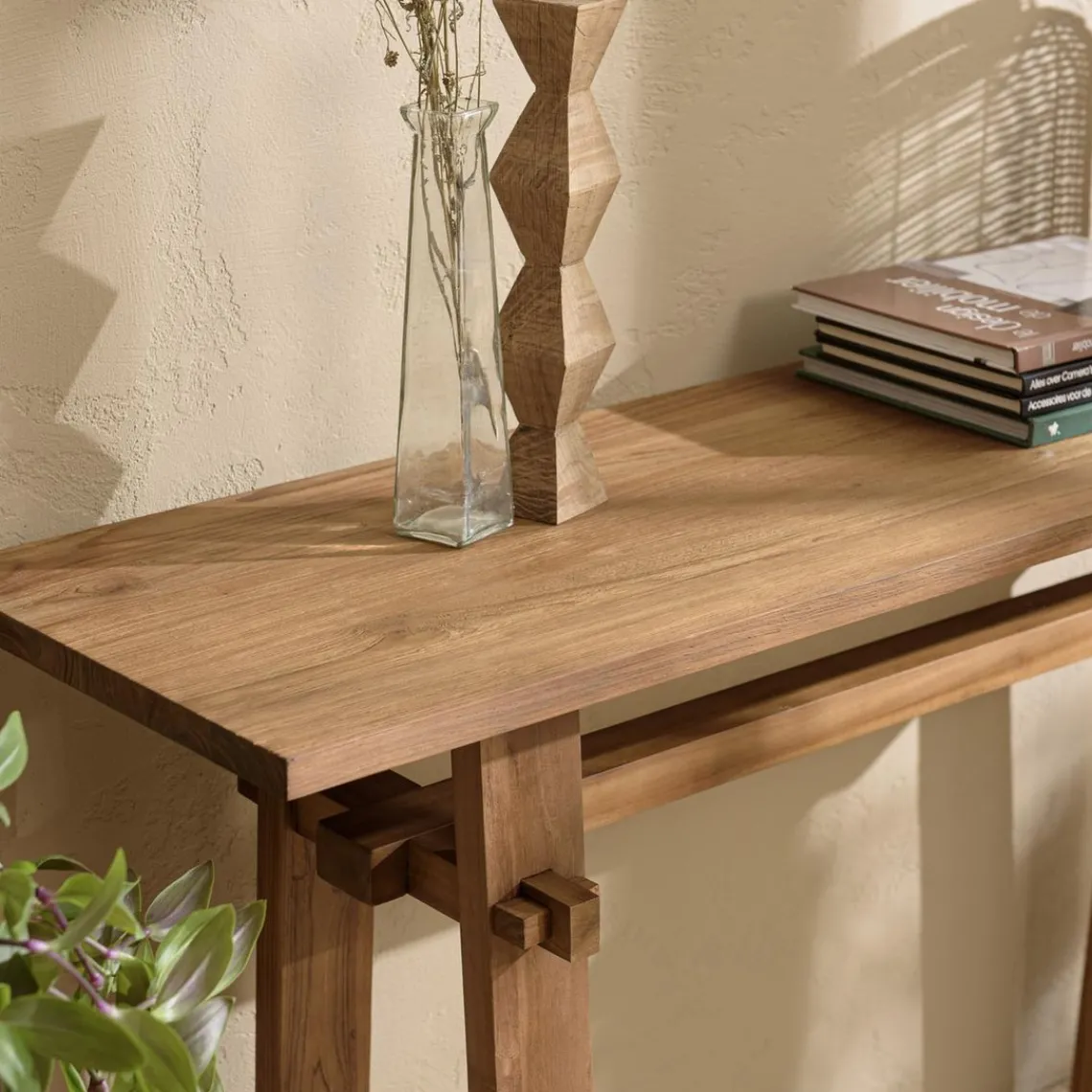 Macabane Console 140x40cm en bois de teck recyclé Discount