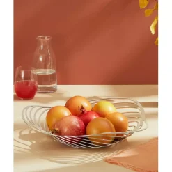 Alessi Corbeille à fruits argentée en acier Elvira Sale