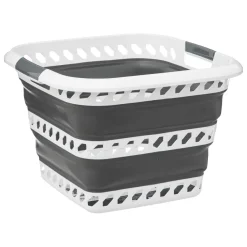 3S. x Home Corbeille à linge pliable 40L gris et blanc Online