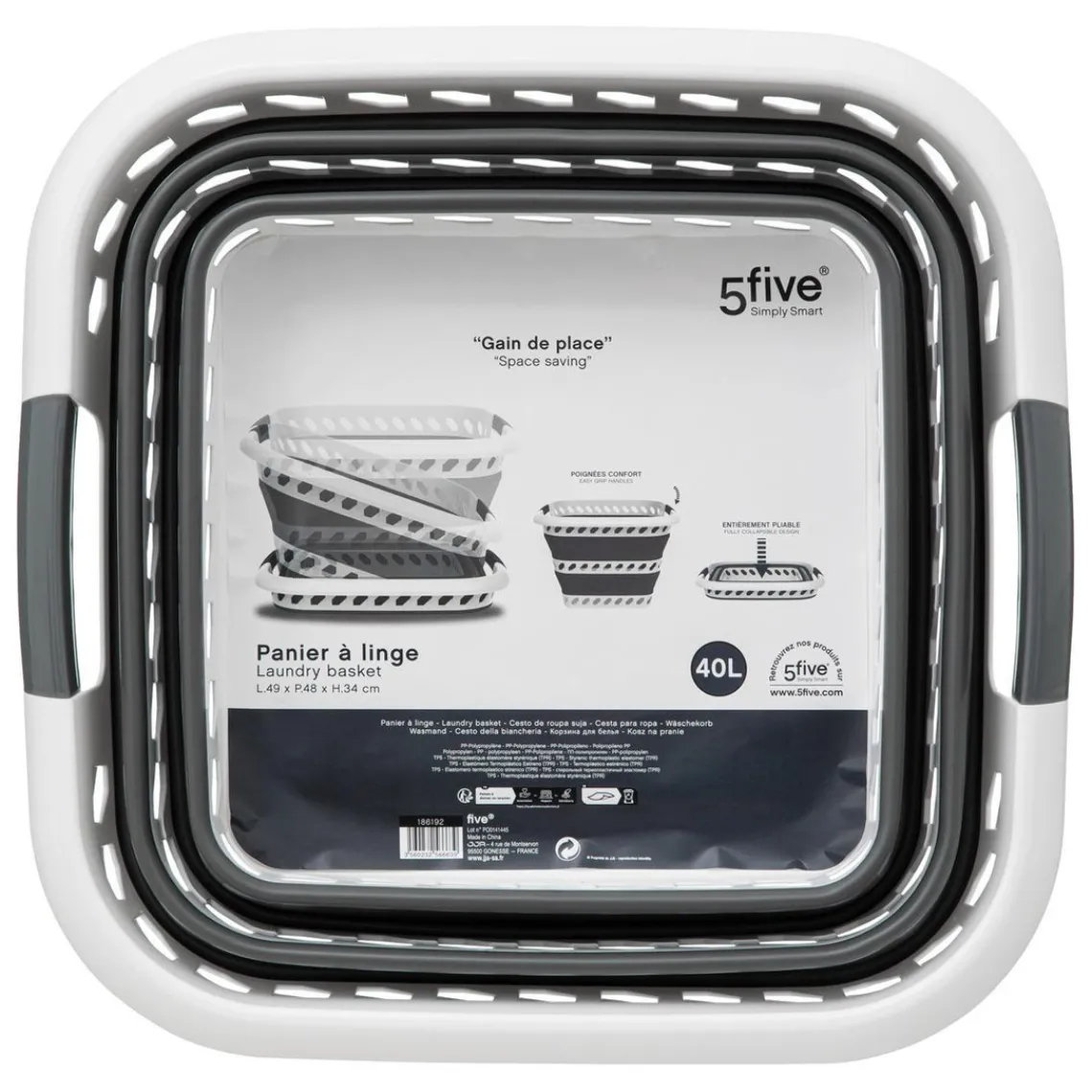3S. x Home Corbeille à linge pliable 40L gris et blanc Online