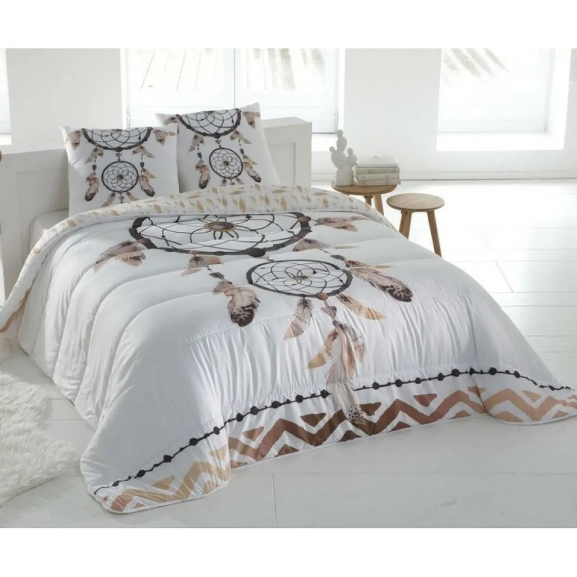 Becquet Couette déco double face motif attrape-rêve Blanc Hot