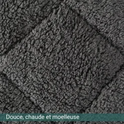 SAMPUR Couette sherpa gris Laine Synthétique Discount