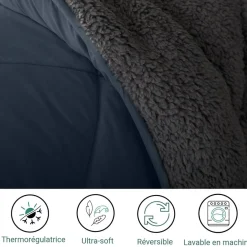 SAMPUR Couette sherpa gris Laine Synthétique Discount