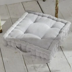 Today Coussin de Sol Blanc Slub Chambray Broderie Constance - Charme Outlet