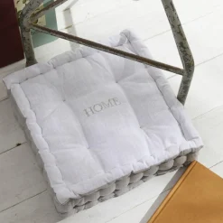 Today Coussin de Sol Blanc Slub Chambray Broderie Capucine - Charme New