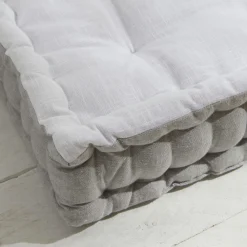 Today Coussin de Sol Blanc Slub Chambray Broderie Capucine - Charme New