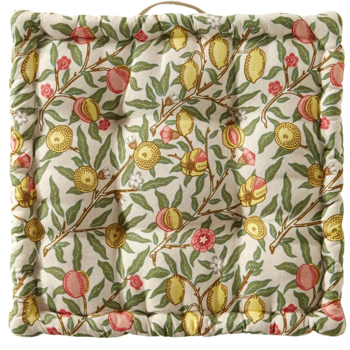 Becquet Coussin de sol, carré, coton imprimé, CM.CAPRI, jaune