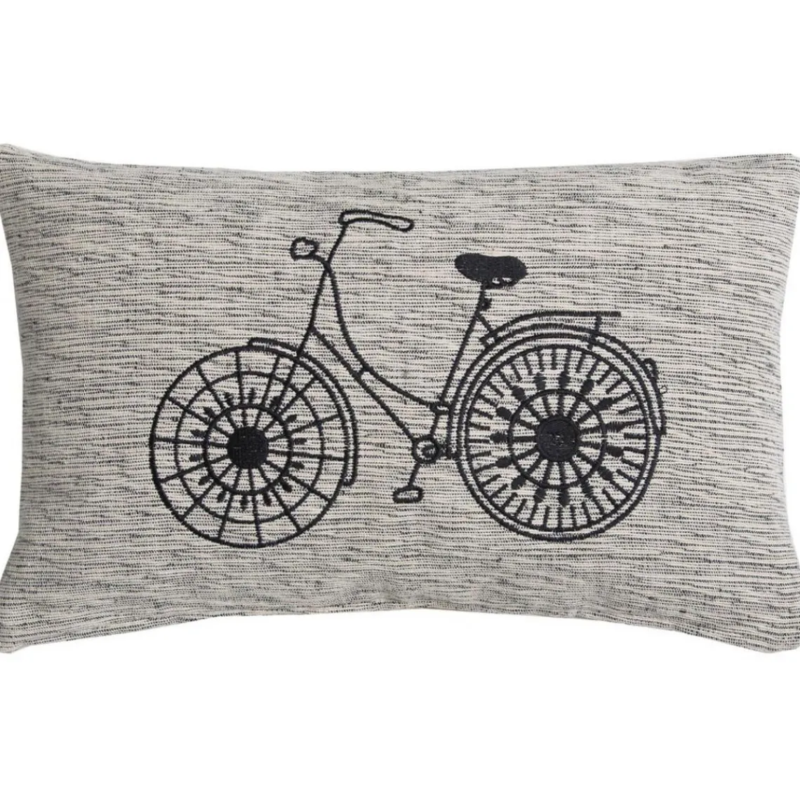 3S. x Home Coussin en coton SUNNY 30x50 Gris Broderie Vélo Noir Best