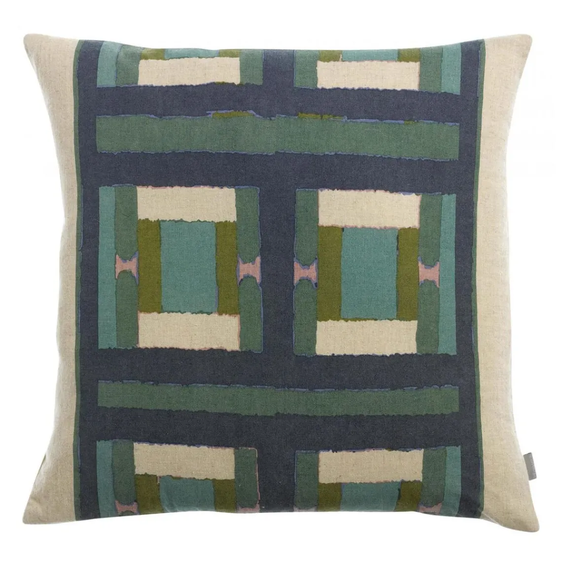 Maison Vivaraise Coussin imprimé Taho Vert de gris Vert gris Outlet