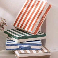 Becquet Coussin matelas en polyester PORNIC 48 x 48 cm rayé d'extérieur vert foncé