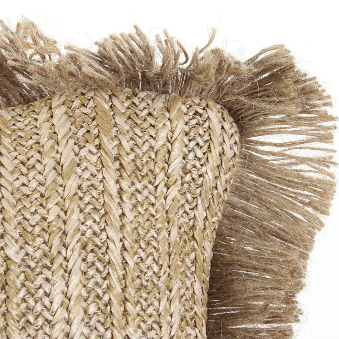 3S. x Home Coussin Raphia Dehoussable Naturel 40x40cm Best