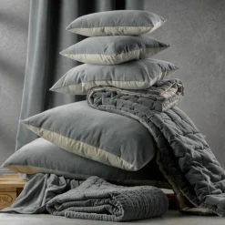 Maison Vivaraise Coussin uni Elise Vert de gris 30 x 50 Outlet