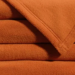 Becquet Couverture POLAIRE UNIE microfibre tempérée cuivré Orange New