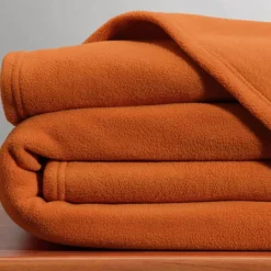 Becquet Couverture POLAIRE UNIE microfibre tempérée cuivré Orange New